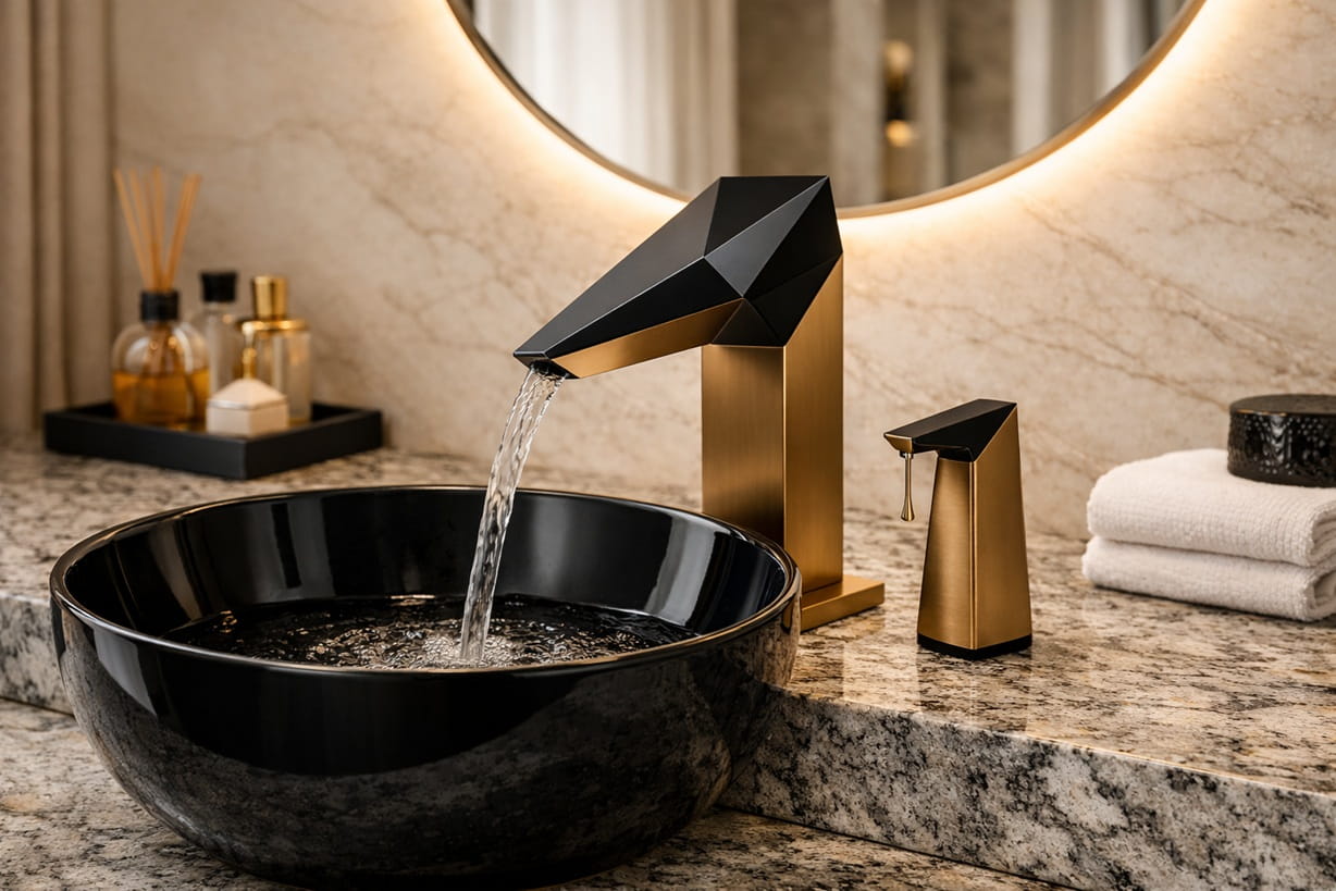 Touchless faucet engineering installation in hospital environment showing infrastructure plumbing integration and hygiene system