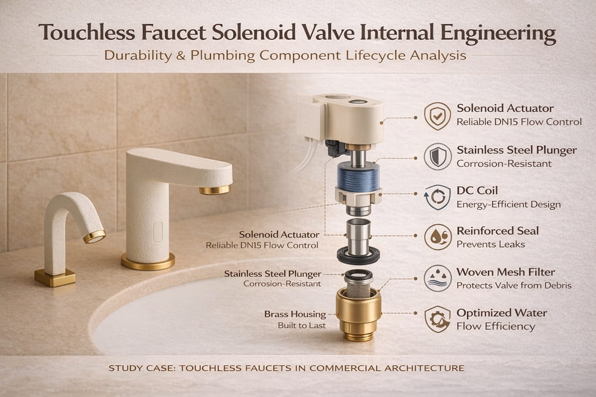Touchless faucet solenoid valve internal engineering durability plumbing component lifecycle analysis