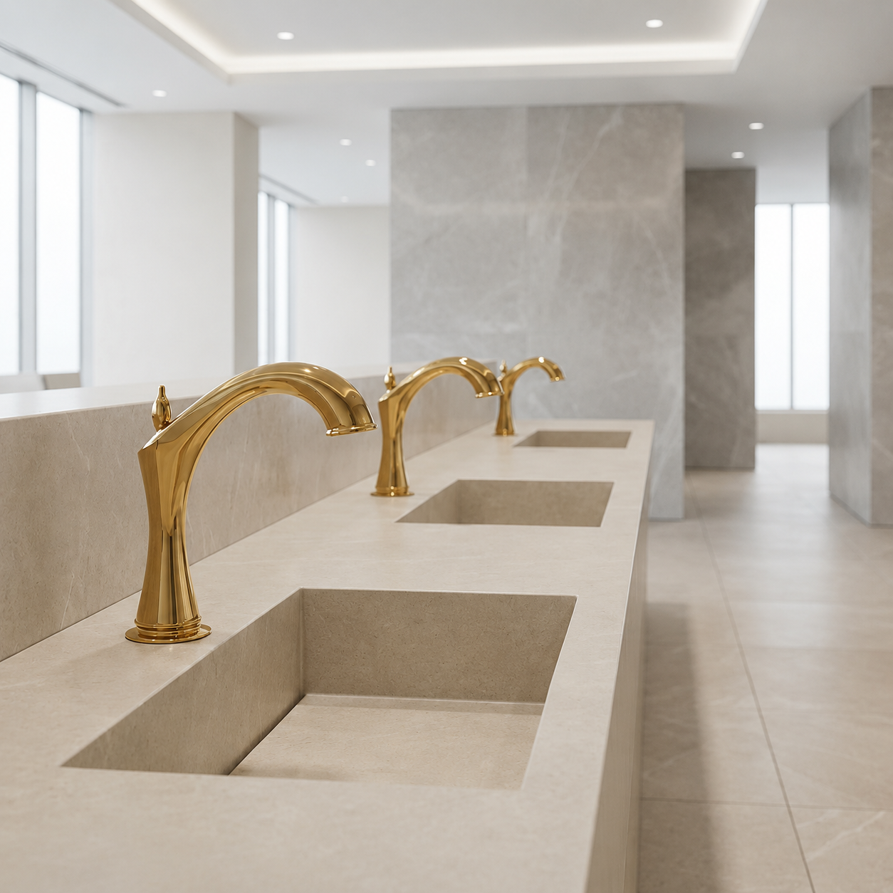 Fontana chrome sensor-activated faucet for high-traffic commercial restroom handwashing