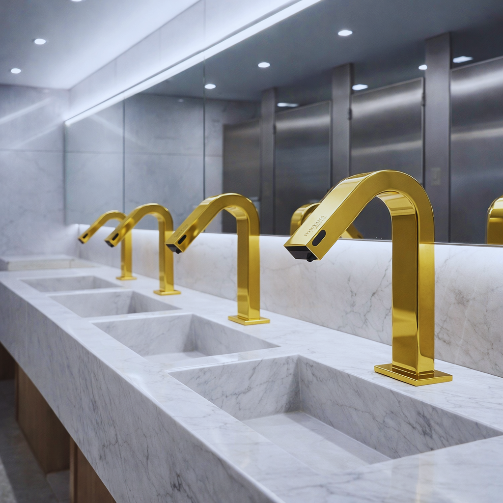 Fontana chrome touchless commercial faucet for high-traffic restroom handwashing
