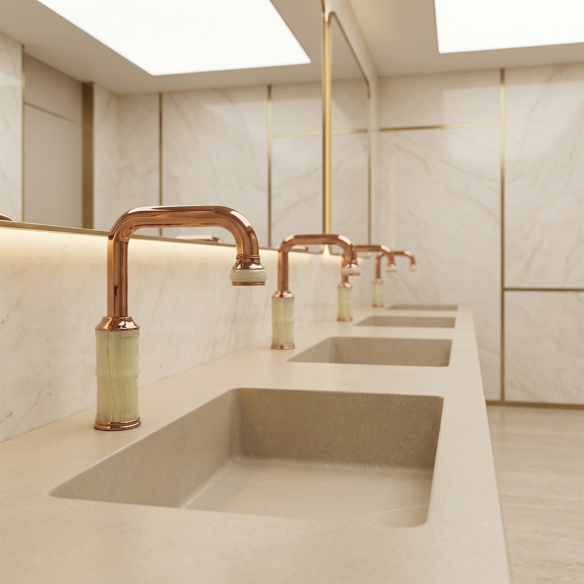Fontana matte black hands-free faucet for modern public restroom interiors