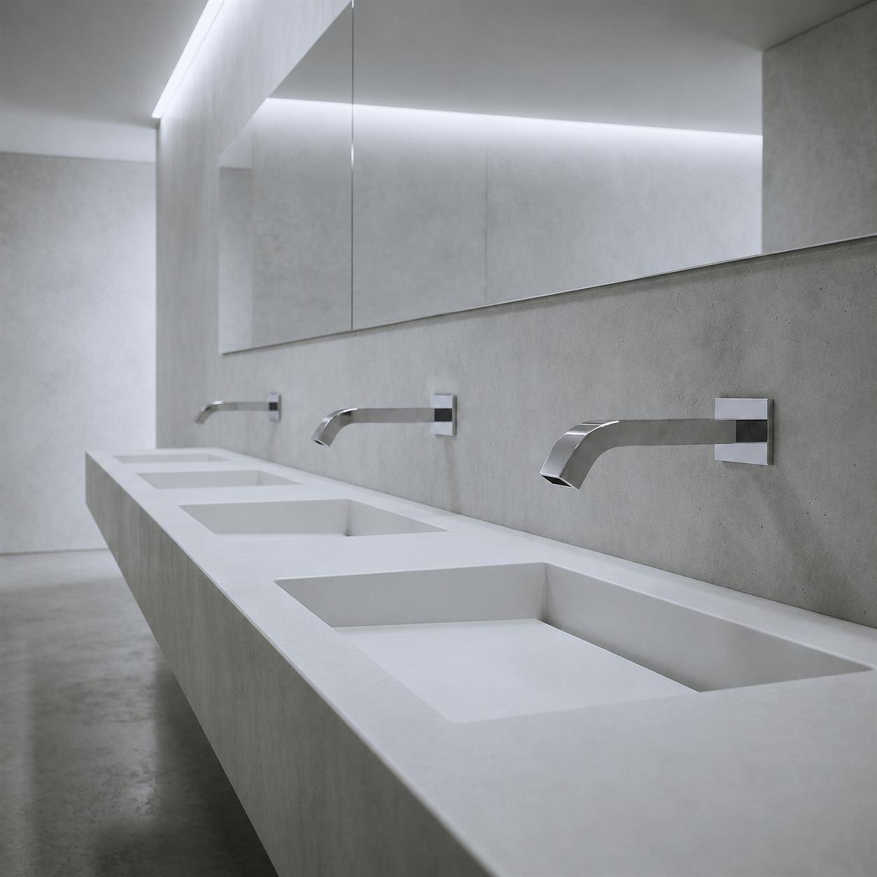 Warm metallic single hole faucet creating a refined focal point in a modern bathroom vanity